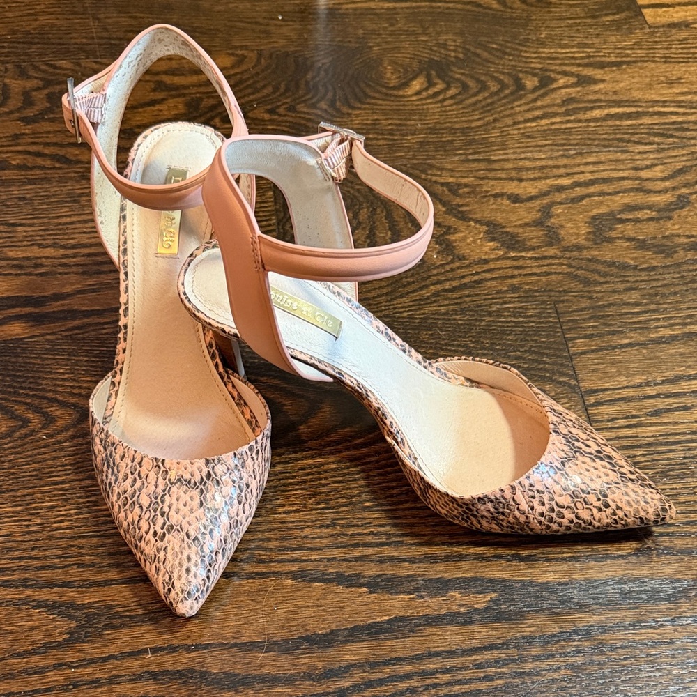 Louise et Cie Peach Snakeskin Heels